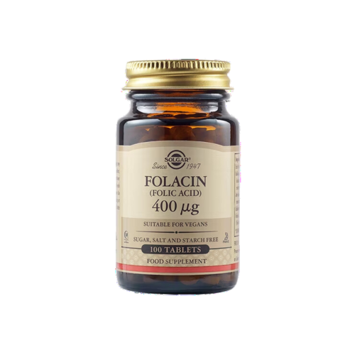 Solgar Folacin Folic Acid 400μg Φολικό οξύ 100 ταμπλέτες