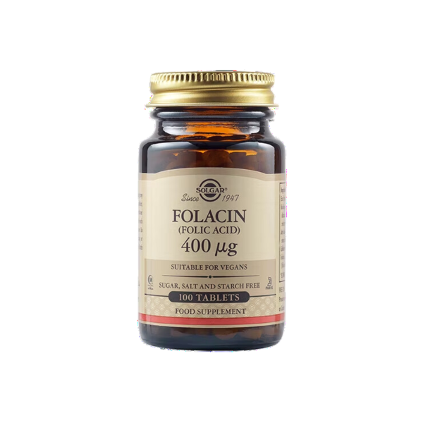 Solgar Folacin Folic Acid 400μg Φολικό οξύ 100 ταμπλέτες