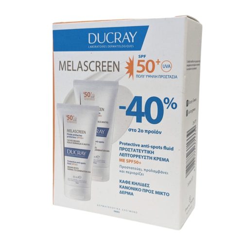 Ducray Melascreen Anti-Spots Fluid Αντηλιακή Κρέμα Κατά των Κηλίδων SPF50+ 2x50ml