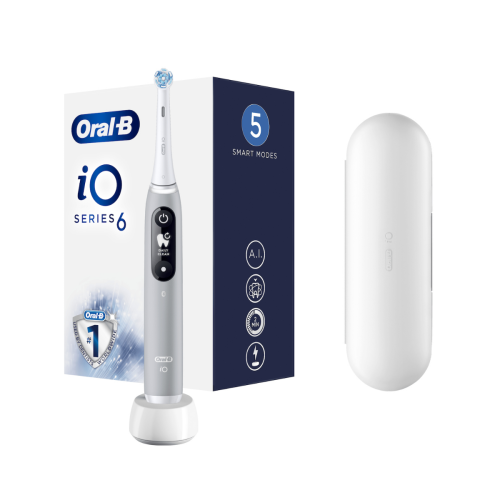 Oral-B iO Series 6 Gray Opal Ηλεκτρική Οδοντόβουρτσα με Χρονομετρητή, Αισθητήρα Πίεσης και Θήκη Ταξιδιού