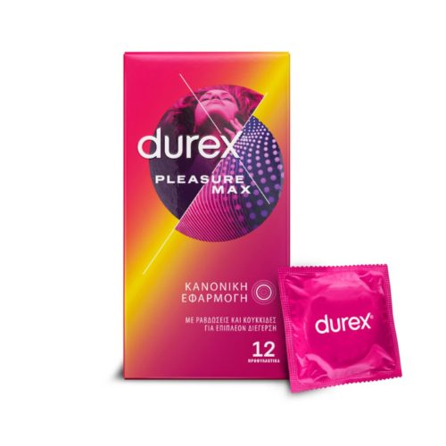 Durex Pleasure Μax Προφυλακτικά Ανάγλυφων Κουκίδων, 12Τεμάχια