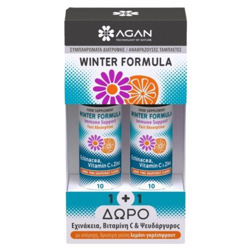 Agan Winter Formula Echinacea, Vitamin C & Zinc 1 & 1 Δώρο 20 αναβράζοντα δισκία
