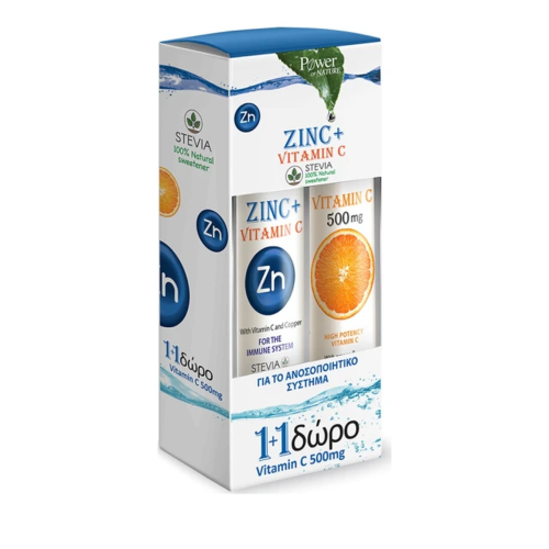 Power Of Nature Promo Zinc + Vitamin C Stevia & Vitamin C 20+20 αναβράζουσες ταμπλέτες