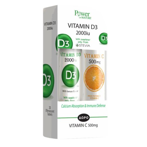 Power Of Nature Promo Vitamin D3 2000iu & Vitamin C 500mg 20&20 αναβράζοντα δισκία