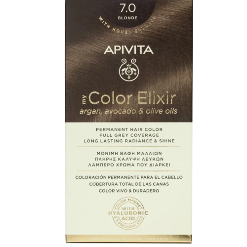 Apivita My Color Elixir Μόνιμη Βαφή Μαλλιών No 7.0 Ξανθό, 1Τεμάχιο