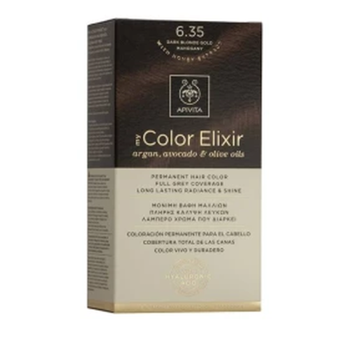Apivita My Color Elixir Μόνιμη Βαφή Μαλλιών No 6.35 Ξανθό Σκούρο Μελί Μαονί, 1 τεμάχιο