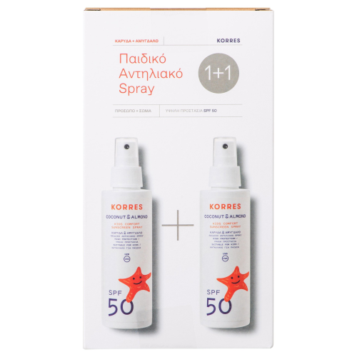Korres Promo Coconut & Almond Kids Sunscreen Spray Face & Body SPF 50, 2x150ml