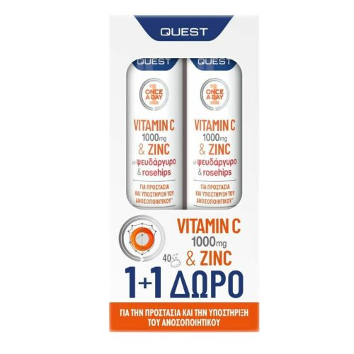 Quest Promo Vitamin C 1000mg & Zinc Πορτοκάλι 20&20 αναβράζοντα δισκία