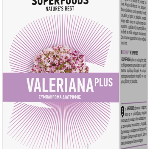 Superfoods Valeriana Plus Συμπλήρωμα Διατροφής κατά του Άγχους, 50 Κάψουλες