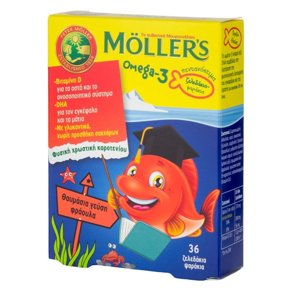 Moller's Omega 3 Ιχθυέλαιο Κατάλληλο για Παιδιά 36 ζελεδάκια Φράουλα