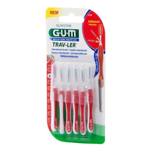 Gum Trav-ler Μεσοδόντια Βουρτσάκια 0.8mm Κόκκινα 6τμχ