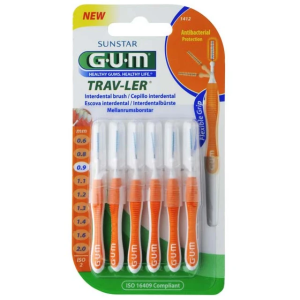 GUM Trav-ler 1412 Μεσοδόντια Βουρτσάκια 0.9mm Πορτοκαλί 6τμχ