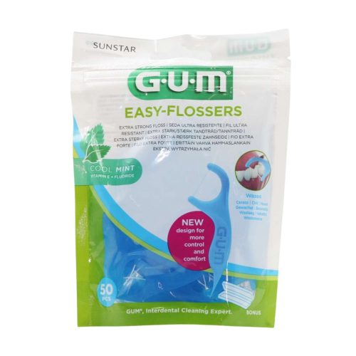 GUM Easy-Flossers 890 Vitamin E & Fluoride Κερωμένο Οδοντικό Νήμα με Λαβή 50τμχ