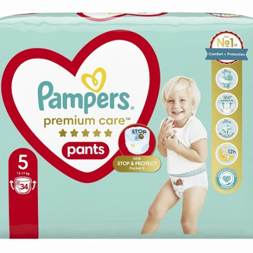 Pampers Premium Care Pants No.5 (12-17kg) Πάνες Βρακάκι, 34Τεμάχια