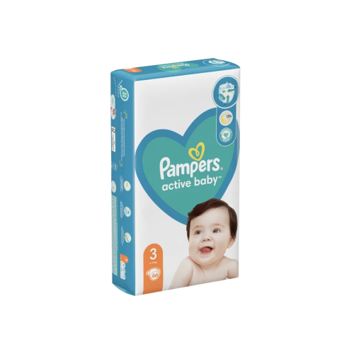 Pampers Active Baby Πάνες Maxi Pack Μέγεθος 3 (6-10 kg), 66 Πάνες