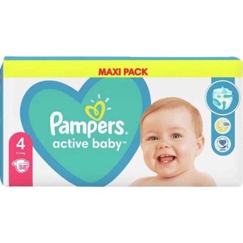 Pampers Active Baby Maxi Pack Βρεφικές Πάνες Νο4 (9-14kg) 58τμχ