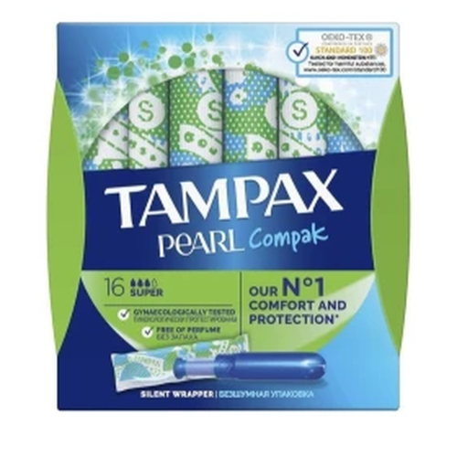 Tampax Compak Pearl Super Ταμπόν, 16 Τεμάχια