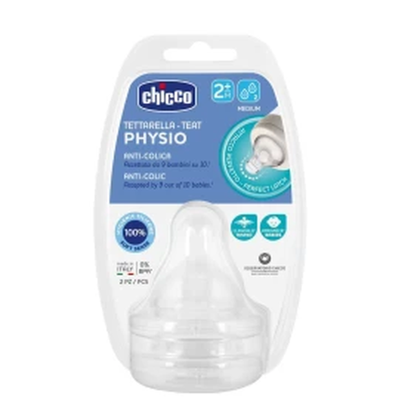 Chicco Physio Teat Anti-Colic Θηλές Σιλικόνης Μέτριας Ροής 2m+ 2τμχ