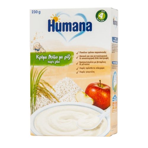 Humana Βρεφική Κρέμα Μήλο με Ρύζι Χωρίς Γάλα 230g