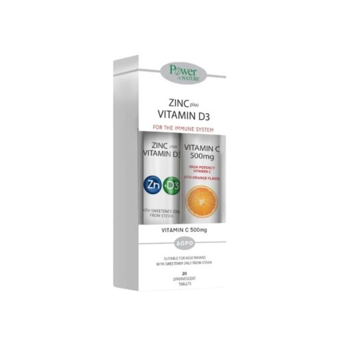 Power Of Nature Promo Zinc Plus Vitamin D3 & Vitamin C 500mg 20 & 20 αναβράζοντα δισκία