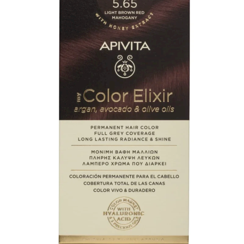 Apivita My Color Elixir Μόνιμη Βαφή Μαλλιών No 5.65 Καστανό Ανοιχτό Κόκκινο Μαονί, 1 τεμάχιο