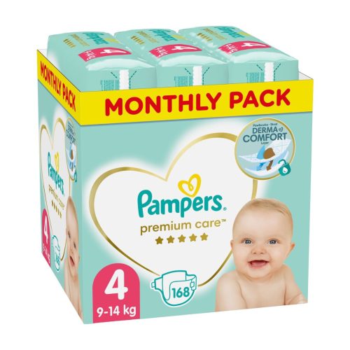 Pampers Premium Care Monthly Pack Πάνες με Αυτοκόλλητο No. 4 9-14kg 168τμχ