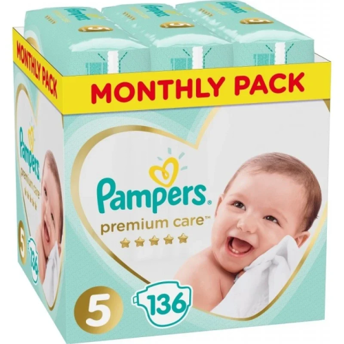 Pampers Premium Care Monthly Pack Junior Βρεφικές Πάνες No.5 11-16 kg 136τμx