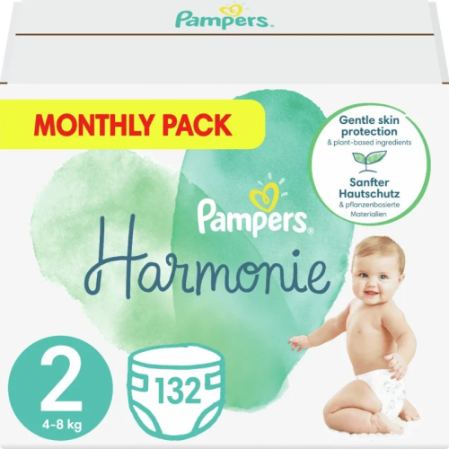 Pampers Harmonie Monthly Pack Πάνες με Αυτοκόλλητο No. 2 4-8kg 132τμχ