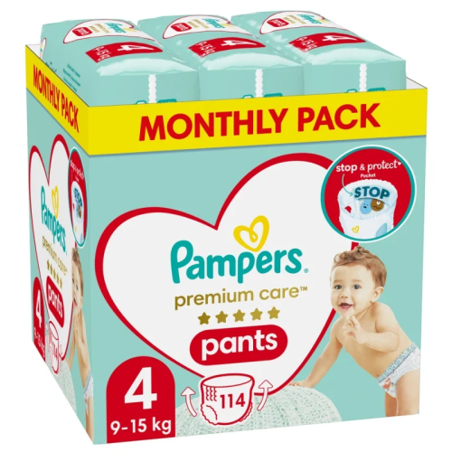 Pampers Premium Care Pants Monthly Pack Πάνες Βρακάκι No. 4 9-15kg 114τμχ