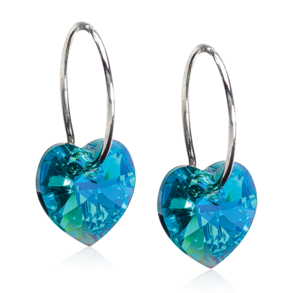 Blomdahl Natural Titanium Heart Turquoise 10mm Ring 14mm C/93, 1Ζεύγος