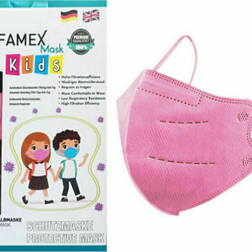 Famex Μάσκα FFP2 NR Παιδικές Ροζ χρώμα, 10Τεμάχια