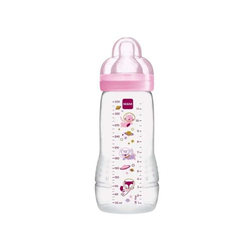 Mam Easy Active Baby Bottle Πλαστικό Μπιμπερό με Θηλή Σιλικόνης Ροζ 4m+ 330ml