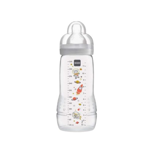 Mam Easy Active Baby Πλαστικό Μπιμπερό με Θηλή Σιλικόνης Γκρι 4m+ 330ml