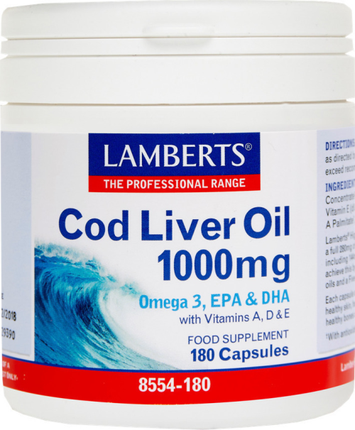 Lamberts Cod Liver Oil Μουρουνέλαιο 1000mg, 180Κάψουλες