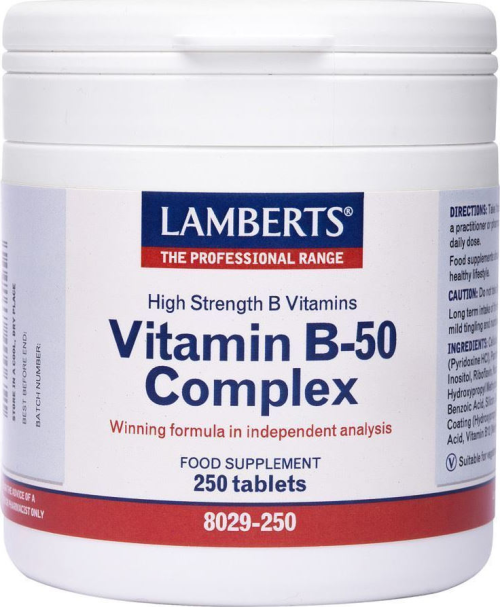 Lamberts Vitamin B-50 Complex Σύμπλεγμα Βιταμινών, 250Ταμπλέτες
