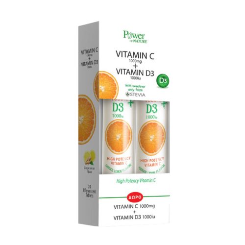 Power Of Nature Vitamin C 1000mg & Vitamin D3 1000iu 24 αναβράζοντα δισκία