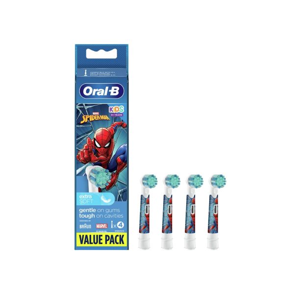 Oral-B Ανταλλακτικό για Ηλεκτρική Οδοντόβουρτσα Kids Extra Soft Spiderman για 3+ χρονών 4τμχ