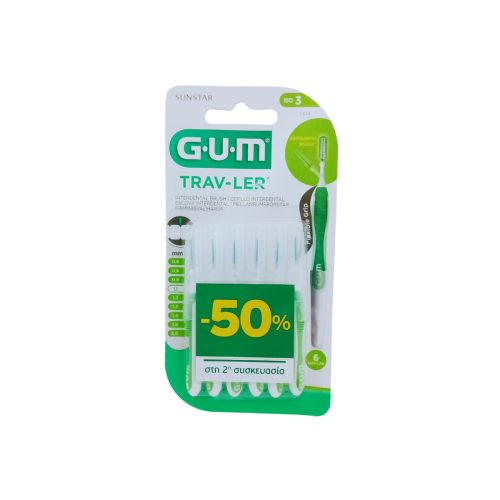 GUM Trav-ler Μεσοδόντια Βουρτσάκια 1.1mm Πράσινα 2x6τμχ