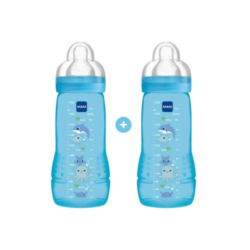 Mam Easy Active Baby Bottle Πλαστικά Μπιμπερό με Θηλή Σιλικόνης Μπλε 4m+ 2x330ml