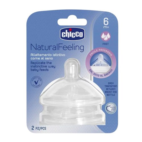 Chicco Natural Feeling Θηλές Σιλικόνης Γρήγορης Ροής 6m+ 2τμχ