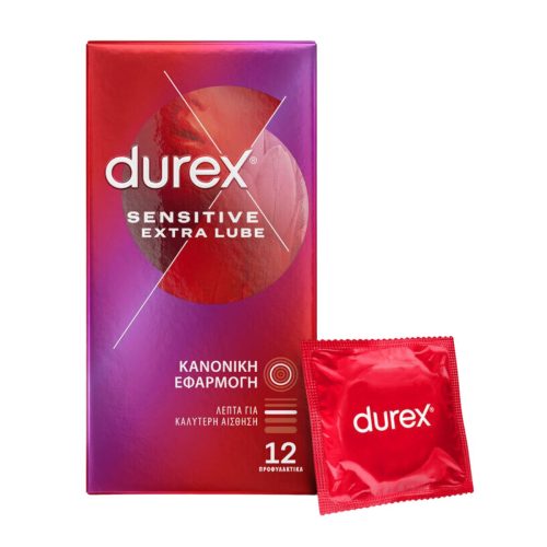 Durex Sensitive Extra Lube Λεπτά Προφυλακτικά 12τμχ