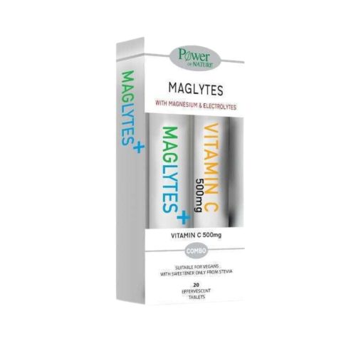 Power Of Nature Maglytes with Magnesium & Electrolytes 20 αναβράζοντα δισκία & Vitamin C 500mg Stevia 20 αναβράζοντα δισκία
