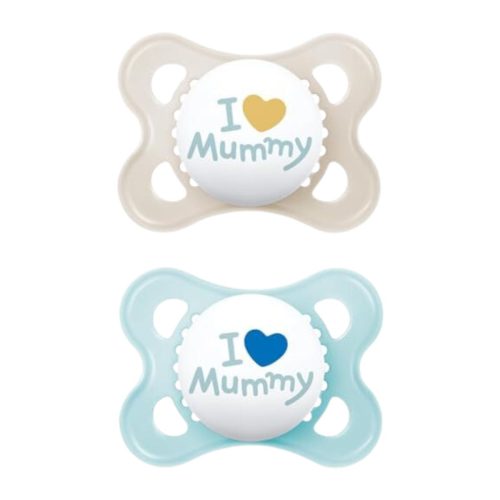 Mam Original I Love Mummy Πιπίλες Σιλικόνης Μπεζ/Γαλάζιο 2-6m 2τμχ