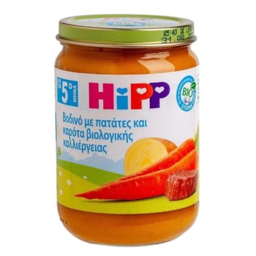 Hipp Υποαλλεργικό Βρεφικό Γεύμα με Βοδινό Πατάτες & Καρότα από τον 4ο Μήνα 190 gr