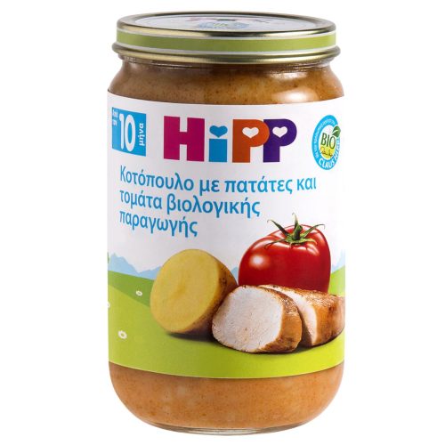 Hipp Βρεφικό Γεύμα Κοτόπουλο με Πατάτες & Τομάτα Βιολογικής Παραγωγής Χωρίς Γλουτένη για 10m+ 220gr