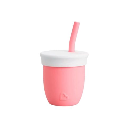 Munchkin C'est Silicone Training Cup with Straw Εκπαιδευτικό Ποτήρι  Ανοιχτό Ρόζ  6m+  118ml