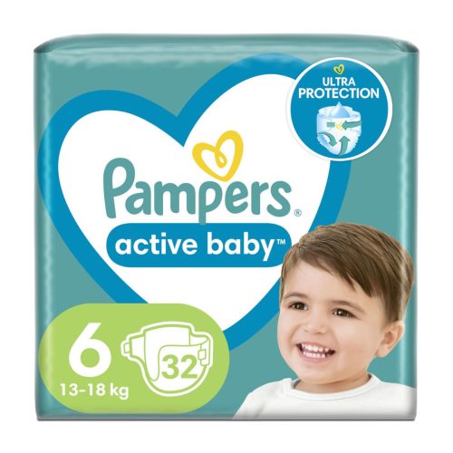 Pampers Active Baby Πάνες No. 6 για 13-18kg 32τμχ