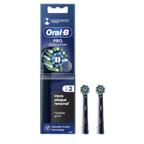 Oral-B Cross Action Μάυρες Ανταλλακτικές Κεφαλές για Ηλεκτρική Οδοντόβουρτσα  2τμχ